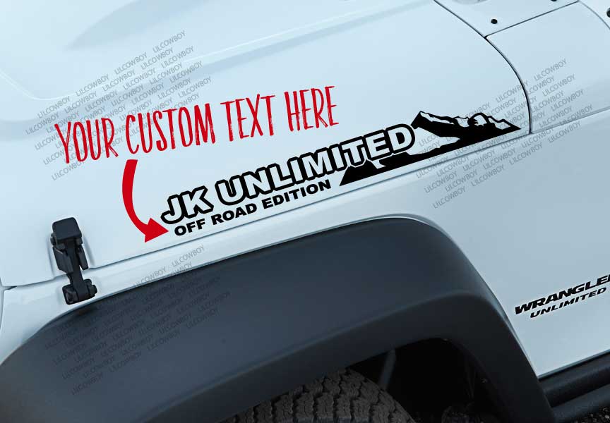 Texto Personalizado y Adhesivo Vinilo para Capó JK Unlimited para Jeep Wrangler