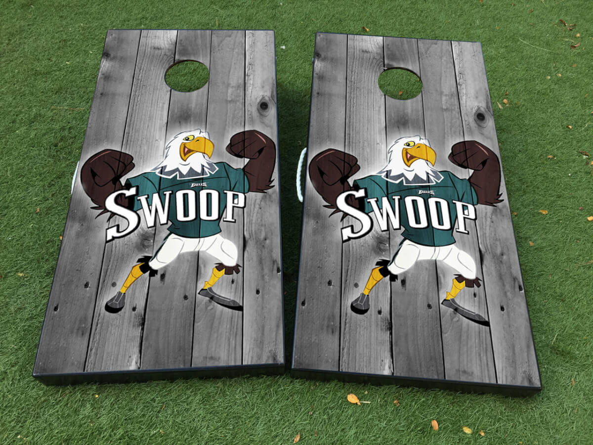 Juego de pegatinas de vinilo para tablero de cornhole de fútbol Philadelphia Eagles Swoop