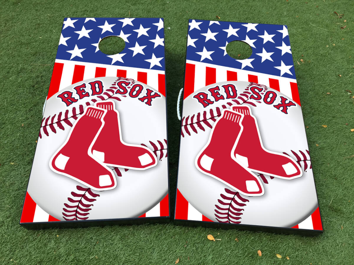 Juego de vinilos adhesivos para tablero de cornhole de béisbol Boston Red Sox