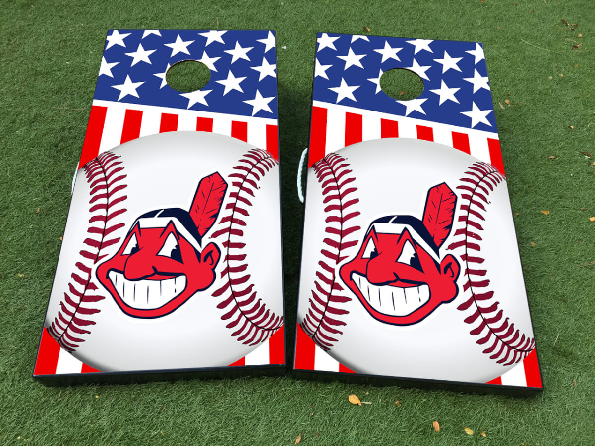 Juego de calcomanías de vinilo para tablero de cornhole de béisbol de los Cleveland Indians