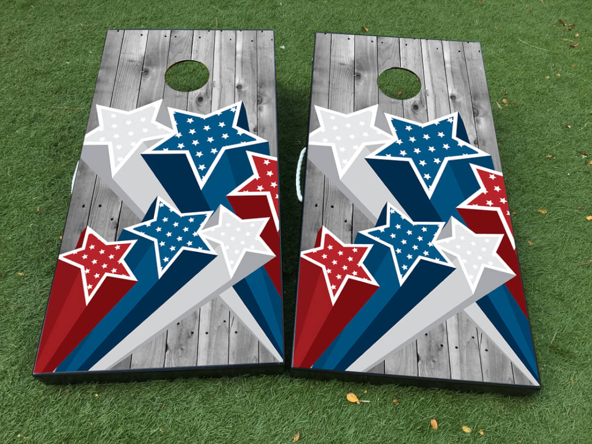 Juego de Vinilos Autoadhesivos para Tablero de Cornhole Estrellas Patrióticas del Día de la Independencia