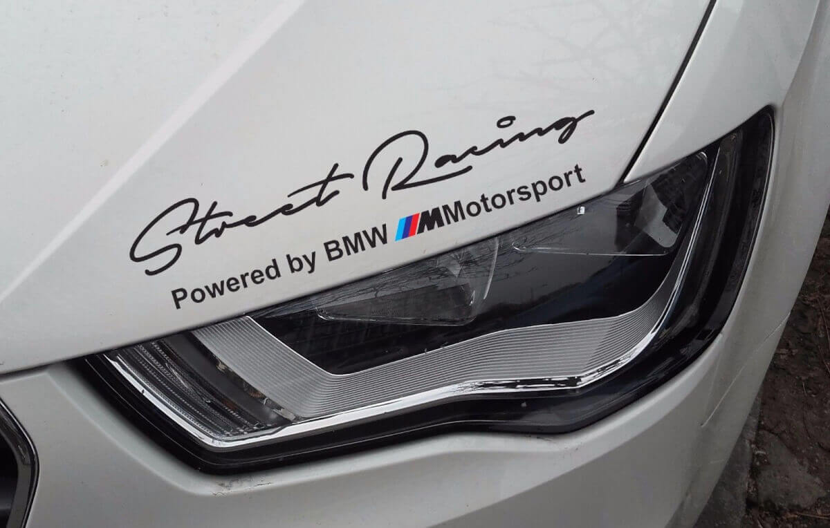 Juego de Calcomanías Vinilo para Capó y Faros Estilo M de Carreras Callejeras para Coches BMW
