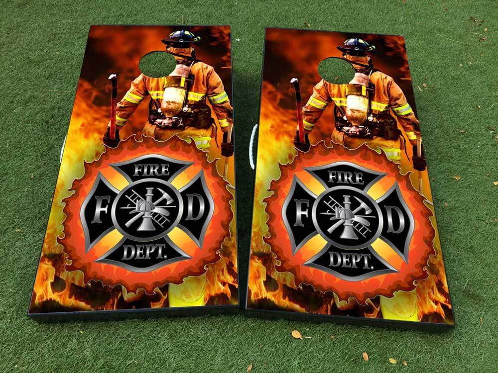 Set de pegatinas de vinilo para tabla de cornhole de bombero del departamento de bomberos