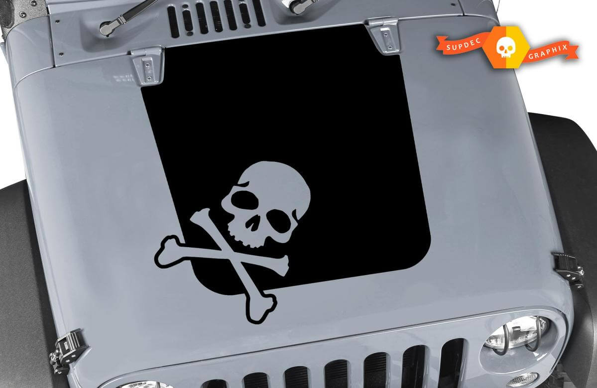 Vinilo Skull Hood Black Out para 07-17 Jeep Wrangler y Wrangler Unlimited JK