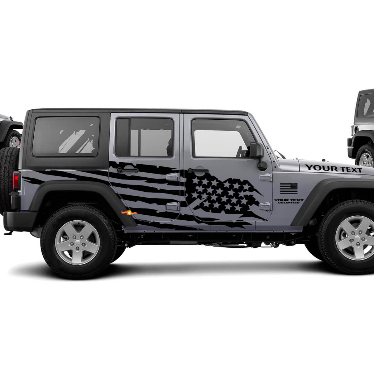 Calcomanía de Vinilo Lateral con Bandera de EE. UU. Desgastada para Jeep Wrangler Unlimited JK