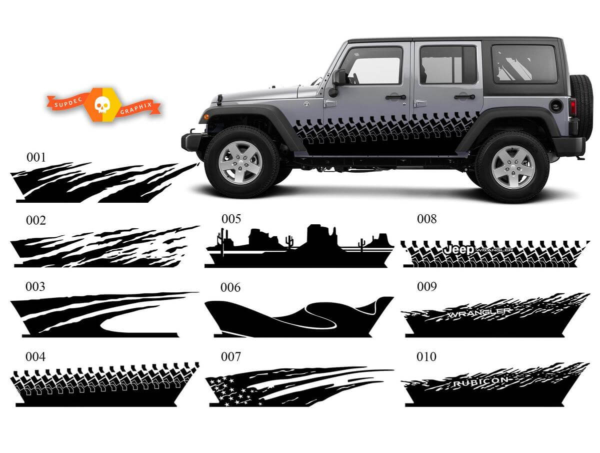JEEP Decal Sticker splash side rocker door graphics 07-17 Wrangler JK 4 puertas