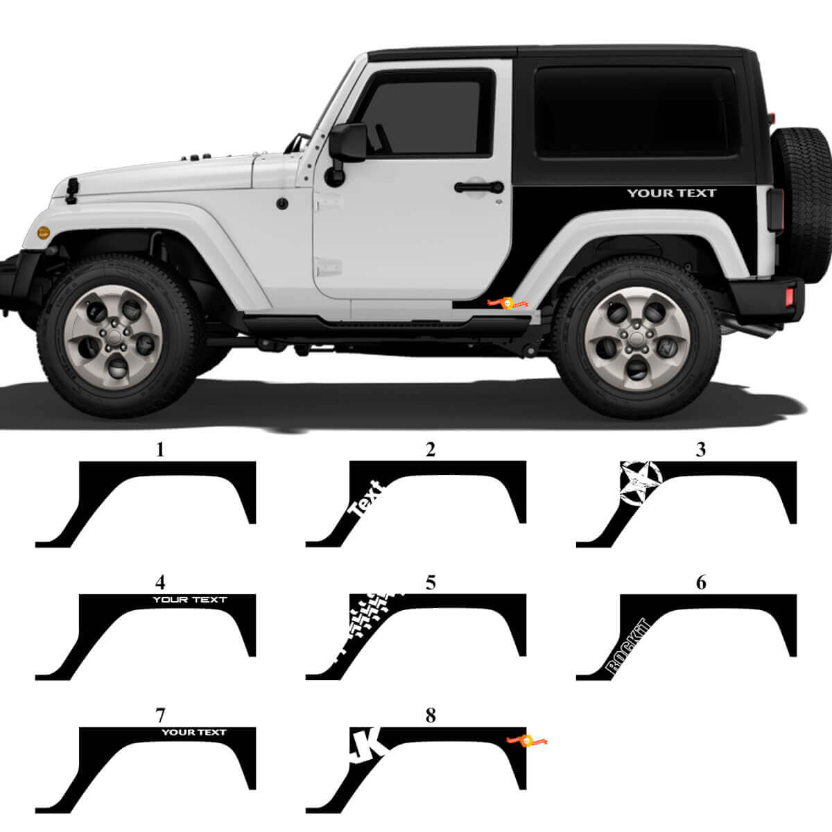 Juego de vinilos personalizados para panel trasero lateral para Jeep Wrangler JK