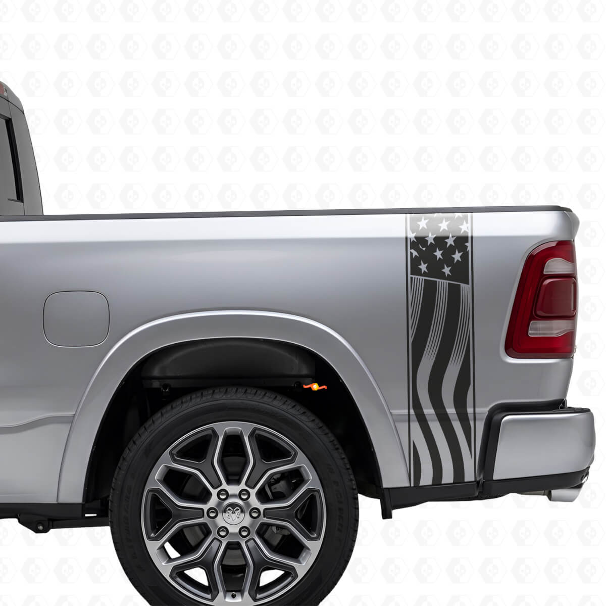 Juego de calcomanías de vinilo con franjas laterales y bandera de EE.UU. para camioneta musclecar