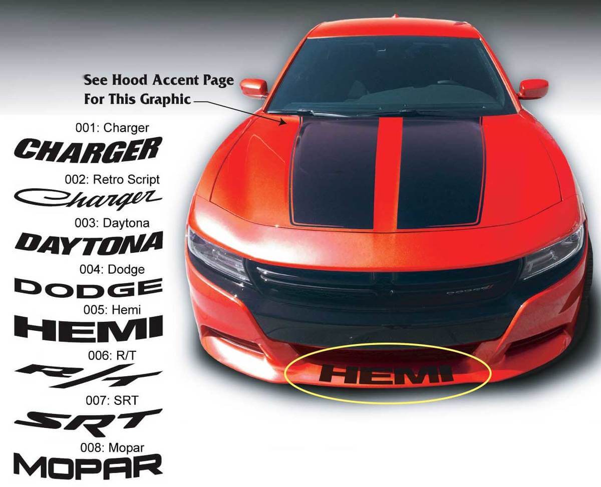 Calcomanía de vinilo personalizada para el faldón delantero de Dodge Charger Daytona 2015-2016