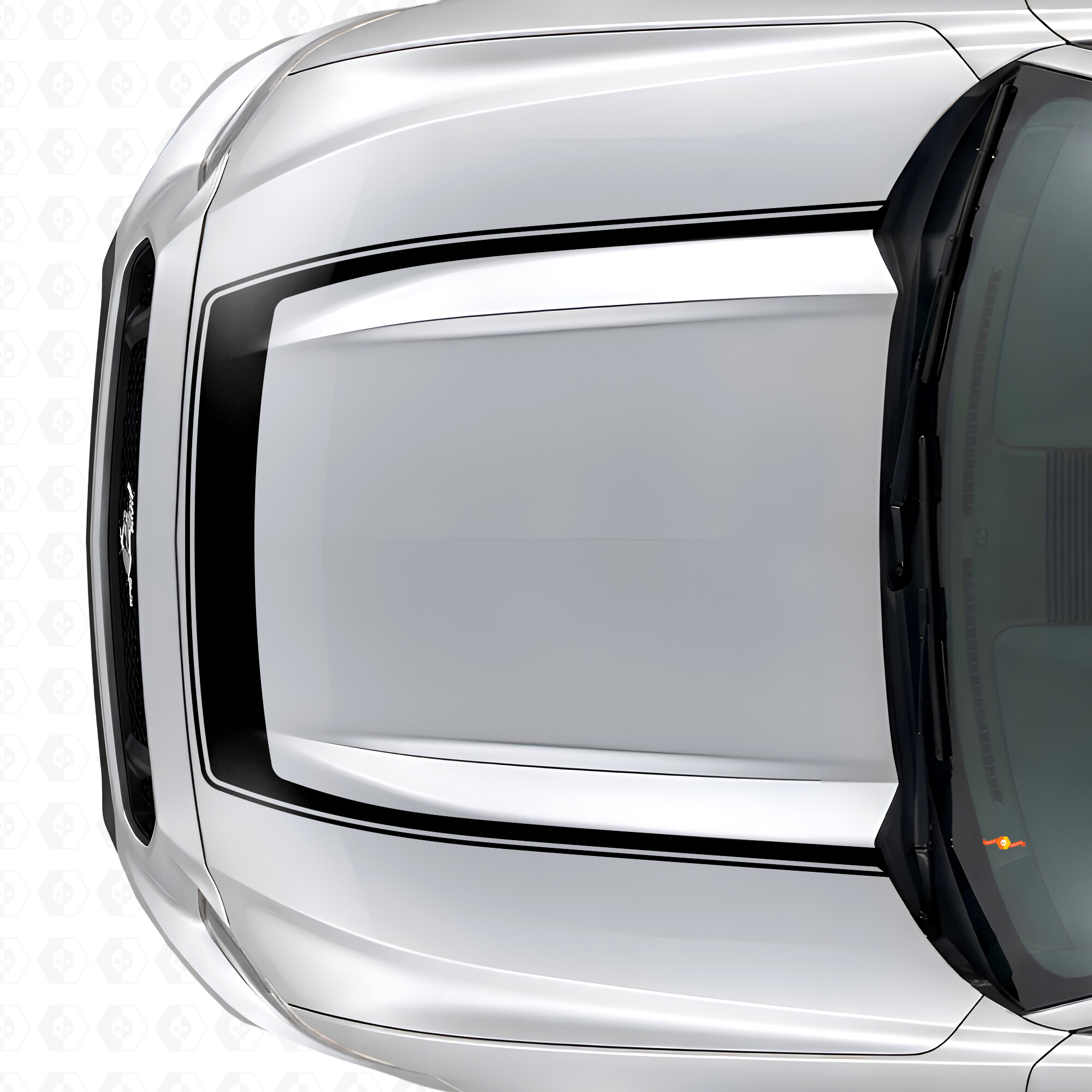 Franja con contorno exterior adhesivo de vinilo para capó Musclecar Musclecarmodel 2015-2020
