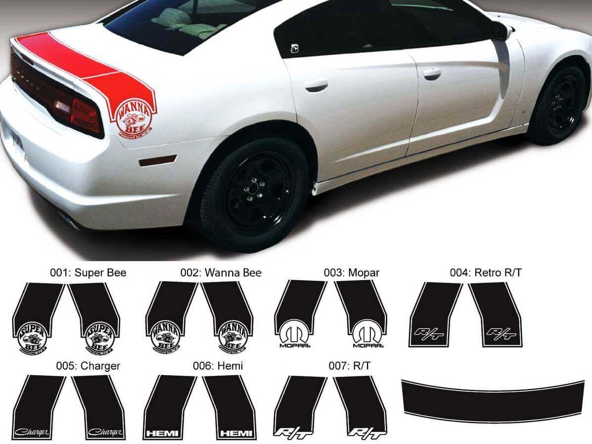 Kit de Vinilo Adhesivo Bee Band para Lateral Trasero de Dodge Charger 2011-2014