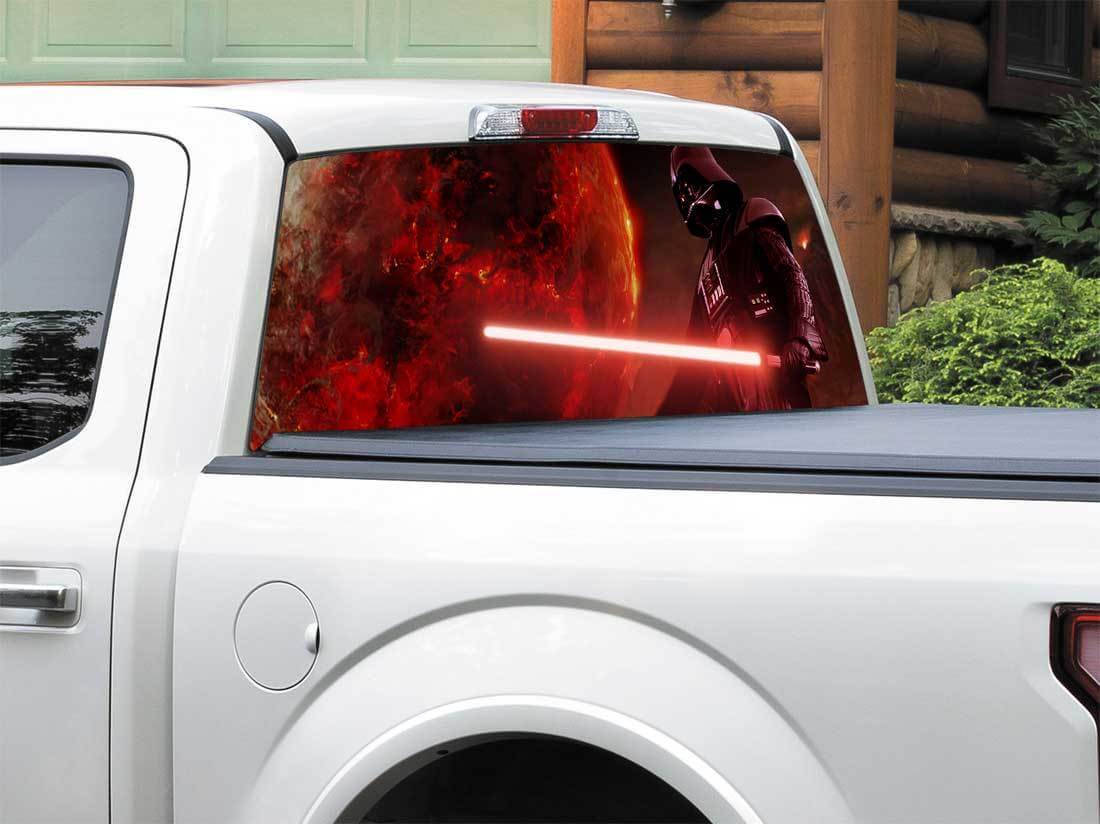 Calcomanía de vinilo para luneta trasera Darth Vader para camioneta SUV
