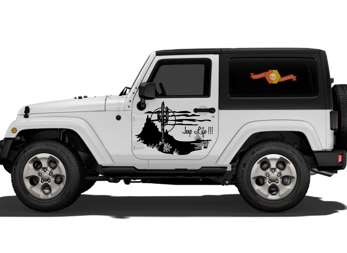 Jeep Life vinilo adhesivo gráfico lateral Wrangler Rubicon Sahara JK JKU TJ #2
