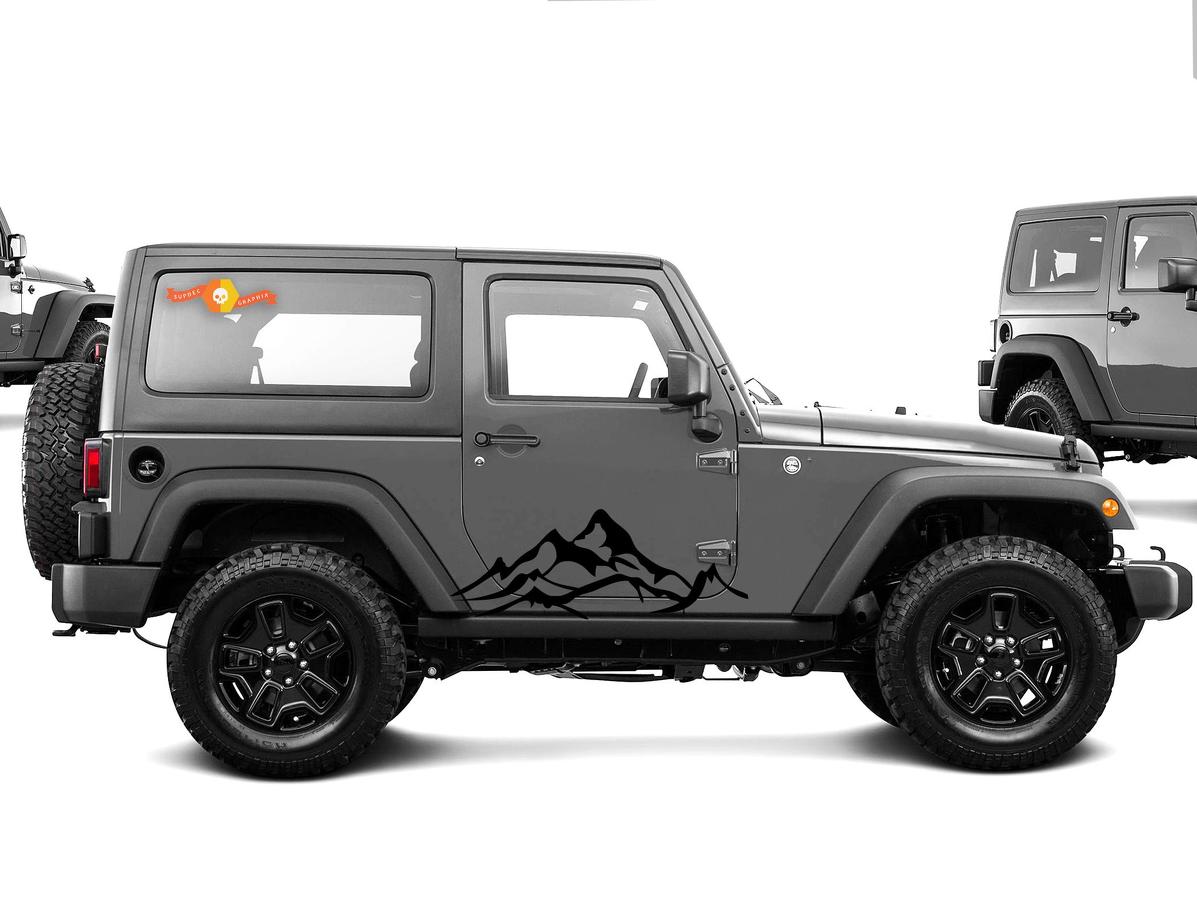 Juego de pegatinas laterales para guardabarros de montaña, 2 uds., gráficos, JEEP WRANGLER RUBICON SAHARA n4
