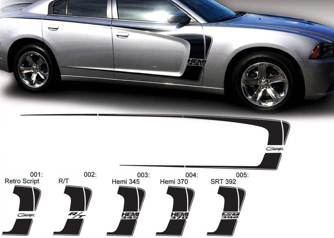 Dodge Charger C Stripe Hemi RT 345 370 392 Calcomanía adhesiva Kit completo de gráficos para modelos 2011-2014