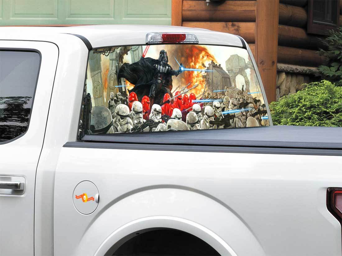 AT AT Walker Darth Vader Star Wars pegatina para ventana trasera camioneta camioneta SUV coche cualquier tamaño