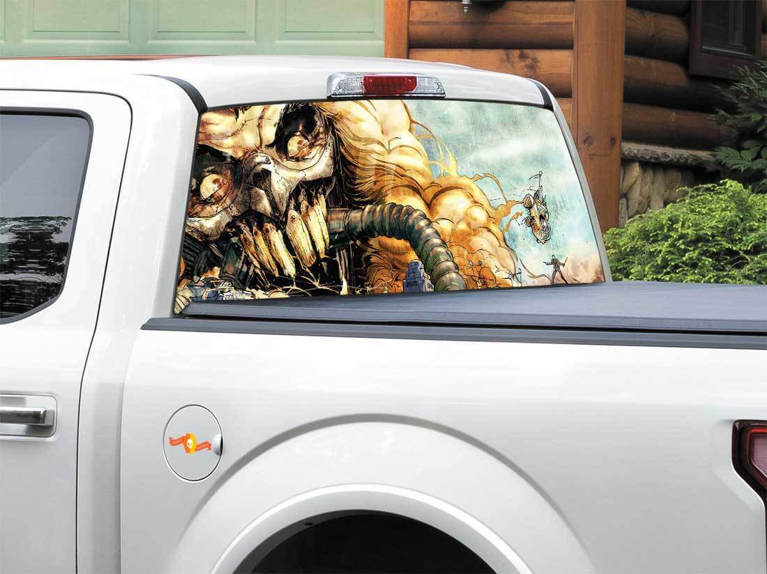 Calcomanía para ventana trasera inspirada en Mad Max Immortan Joe para camioneta SUV