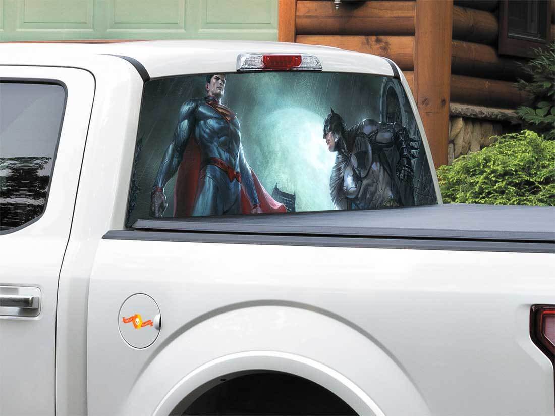 Pegatina para ventana trasera de Batman vs Superman para camioneta SUV