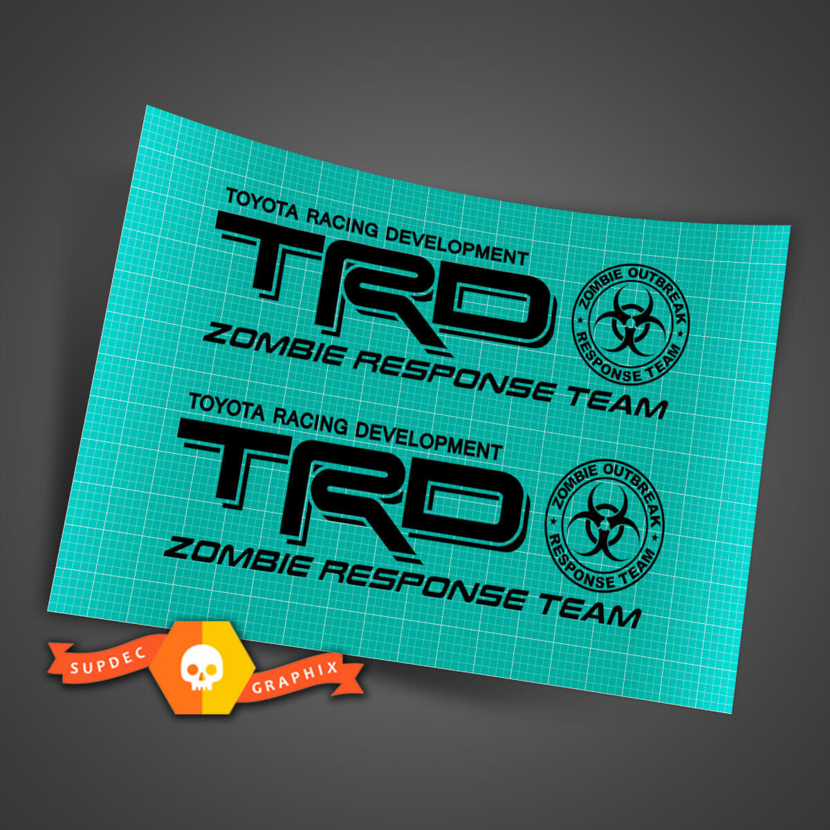 Juego de Calcomanías para Cama Estilo TRD Zombie Response Team para Camionetas Toyota