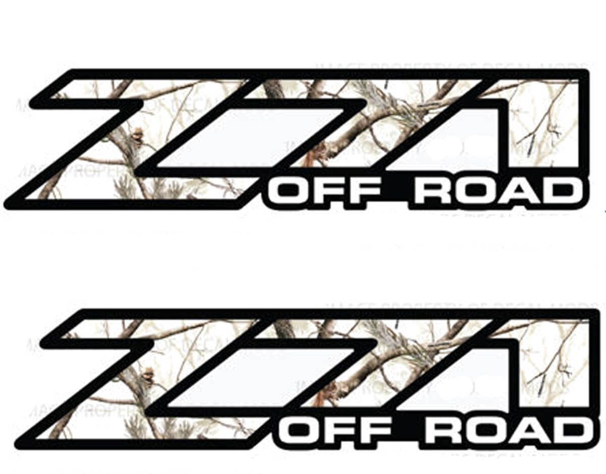 2 Chevy Silverado Z71 Off Road calcomanías Realtree AP Snow Camo pegatinas 1500