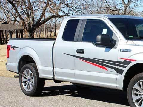 Ford F150 rayas laterales vinilo gráficos calcomanías pegatinas 2 colores kit se adapta a modelos 2015-2018