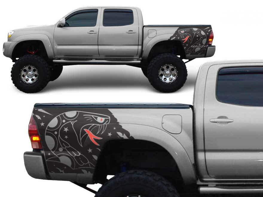 Toyota Tacoma TRD 4 x 4 cama SNAKE Custom Quarter Side Graphic calcomanías adhesivas para modelos 2005-2018