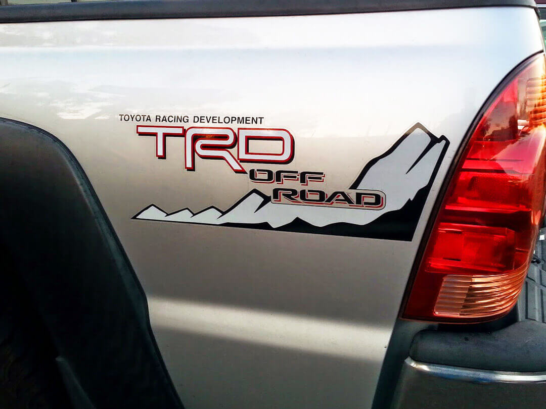 Juego de adhesivos laterales de vinilo TRD Off Road Mountain Bed para camiones Toyota