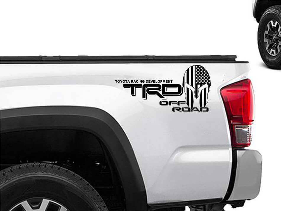Juego de pegatinas vinílicas estilo bandera de EE.UU. en casco TRD Spartan para la cabecera de camiones Toyota