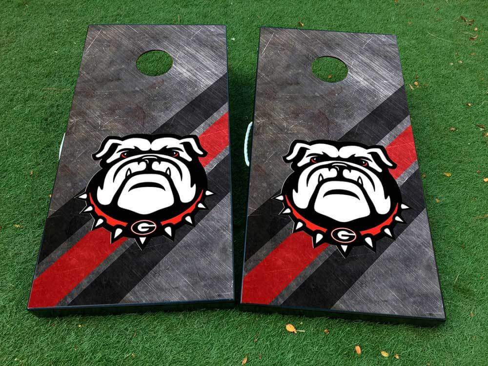 Juego de mesa Cornhole de fútbol Georgia Bulldogs Adhesivo de rayas ENVOLTURAS DE VINILO con LAMINADO