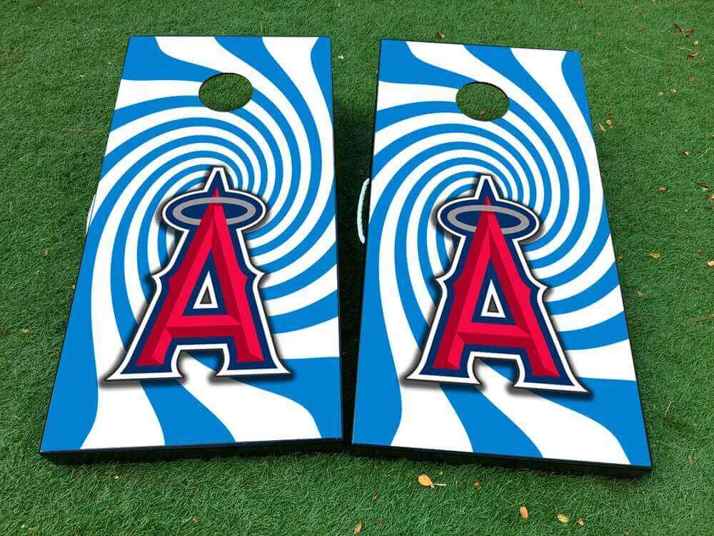 Set de Vinilo Adhesivo en Espiral para Tablero de Cornhole de Béisbol Los Angeles Angels