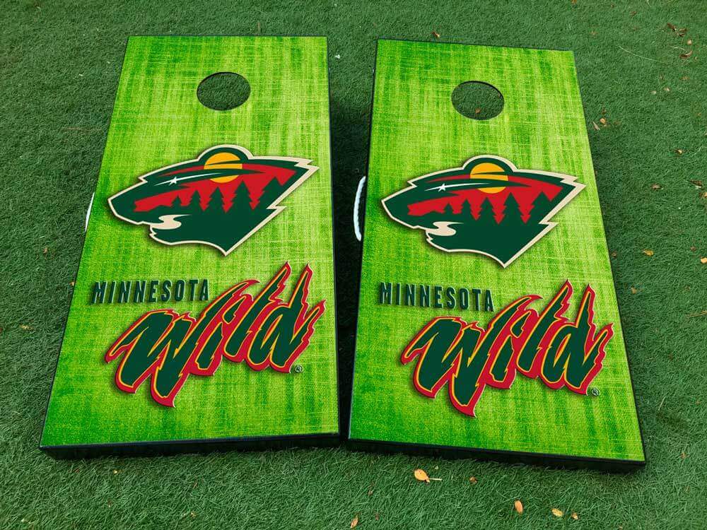 Set de vinilo adhesivo para tablero de cornhole de hockey Minnesota Wild
