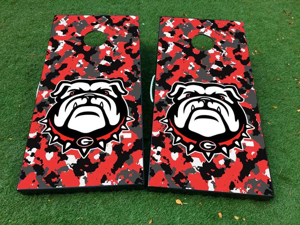 Juego de tablero de cornhole de fútbol de Georgia Bulldogs Calcomanía Adhesiva ENVOLTURAS DE VINILO con LAMINADO