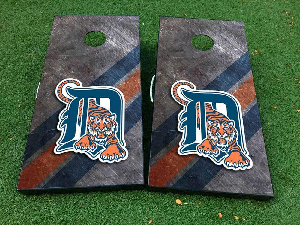 Juego de vinilos adhesivos para tablero de cornhole inspirado en el béisbol de los Detroit Tigers