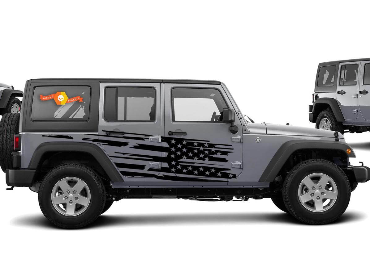 Vinilo con Adhesivo en el Lado de la Bandera USA Vintage para Jeep Wrangler
