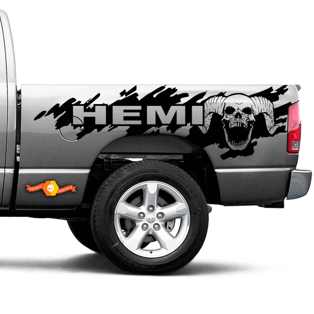 Pegatina adhesiva gráfica de vinilo Logo Skull Splash Grunge 2 para Dodge Ram