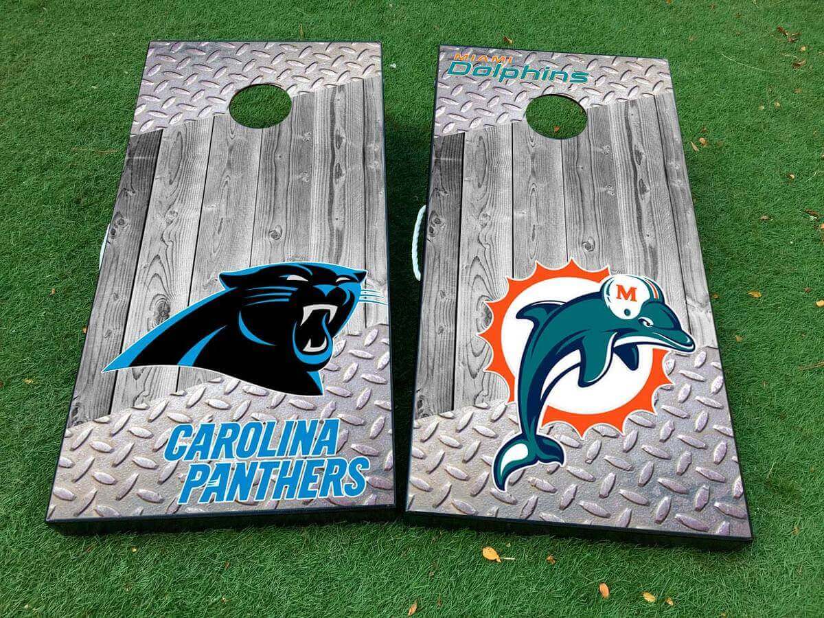 Juego de pegatinas de vinilo para tablero de cornhole con logo personalizado de equipo NFL