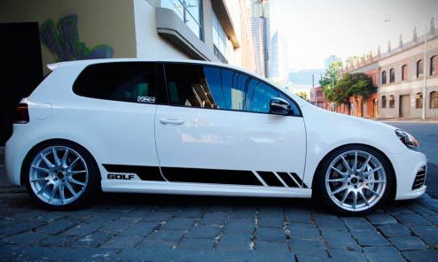 Pegatina calcomanía vinilo puerta lateral rayas para Volkswagen Golf MK6 GTI R Sport falda