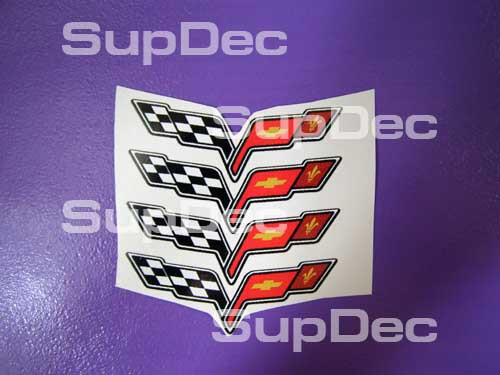 Juego de Vinilos para Tapacubos con Bandera Corvette para Chevy Corvette C5 C6 Z06