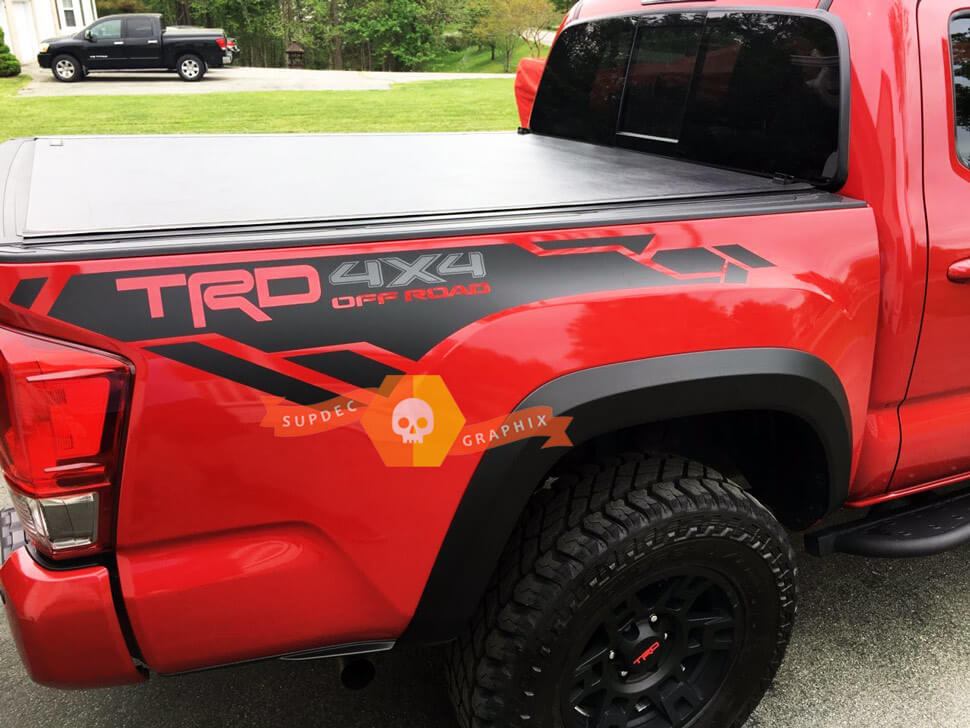 Kit de Vinilo para Laterales de Caja 4x4 Estilo TRD Off Road para Toyota Tacoma o Tundra