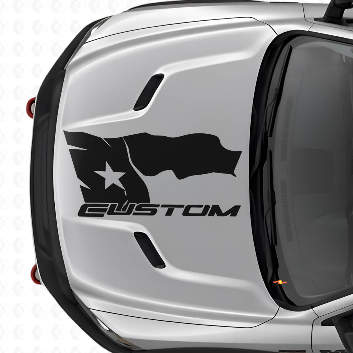 Calcomanía de vinilo para capó con bandera de Texas desgastada y letras para Dodge Ram 2015-17