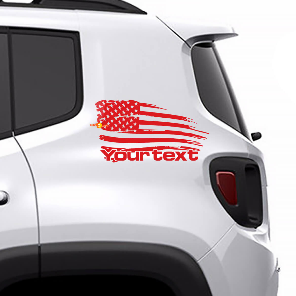 Calcomanía de vinilo gráfica de bandera americana desgastada para la parte trasera lateral del Jeep Renegade