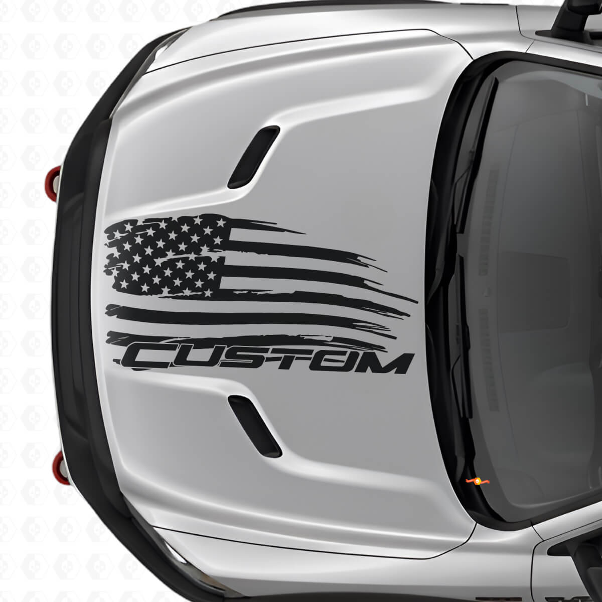 Vinilo adhesivo para capó con bandera americana desgastada y letras para Dodge Ram