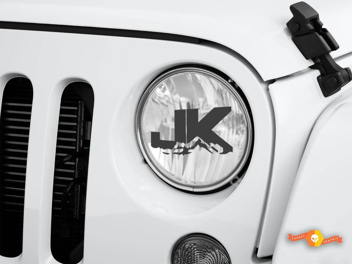 Calcomanía de vinilo grabado de vidrio de faro JK Mountain para Jeep Wrangler