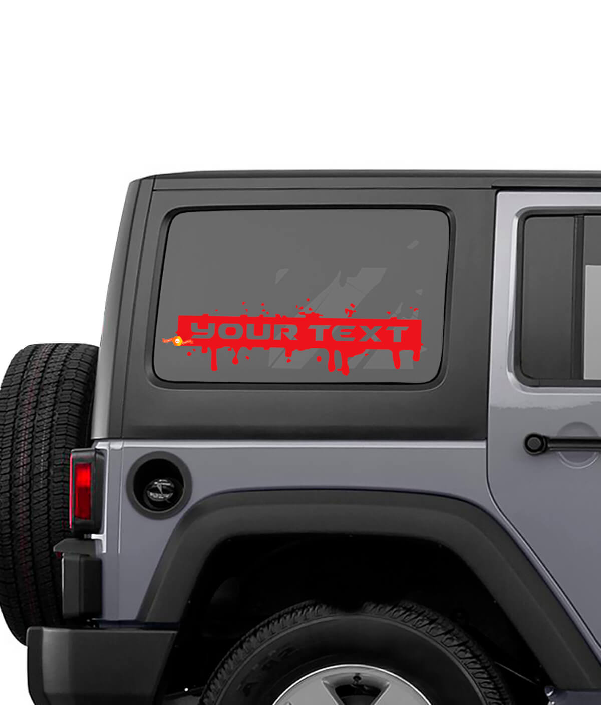 Calcomanía de vinilo de letras con estilo pintura salpicada para ventana lateral para Jeep Wrangler Rubicon Sahara