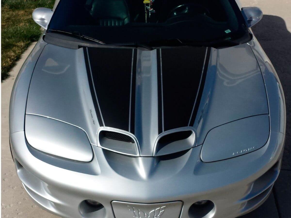 Kit de vinilo de calcomanías con doble franjas para capó, techo y alerón para Pontiac Firebird Trans Am 1998-2002