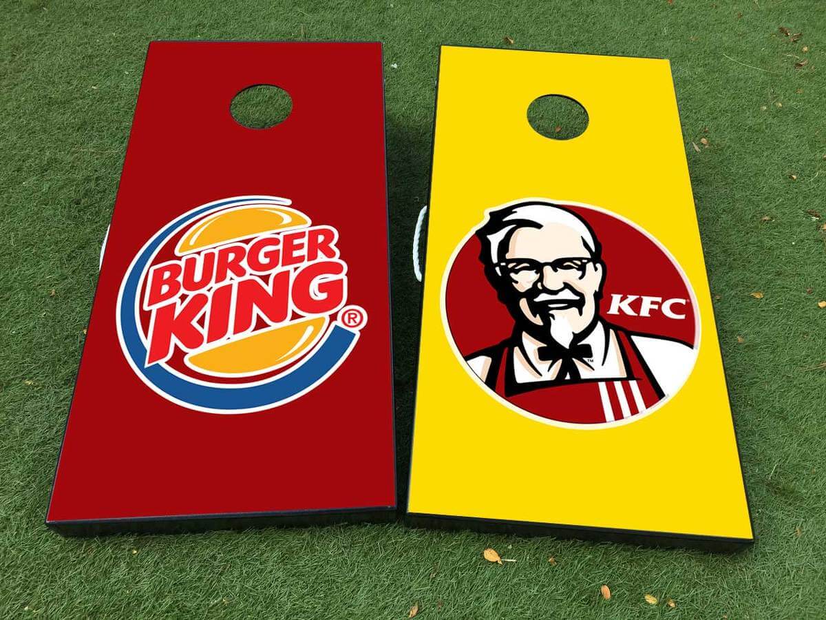 Juego de calcomanías de vinilo para tablero de Cornhole de Burger King y KFC