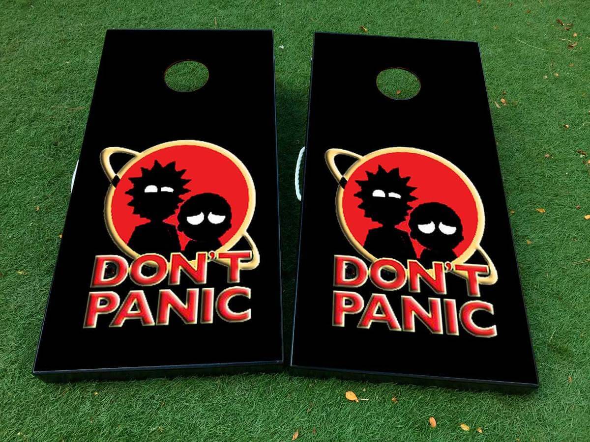 Juego de Pegatinas de Vinilo para Tablero de Cornhole Inspirado en Rick and Morty No Entres en Pánico