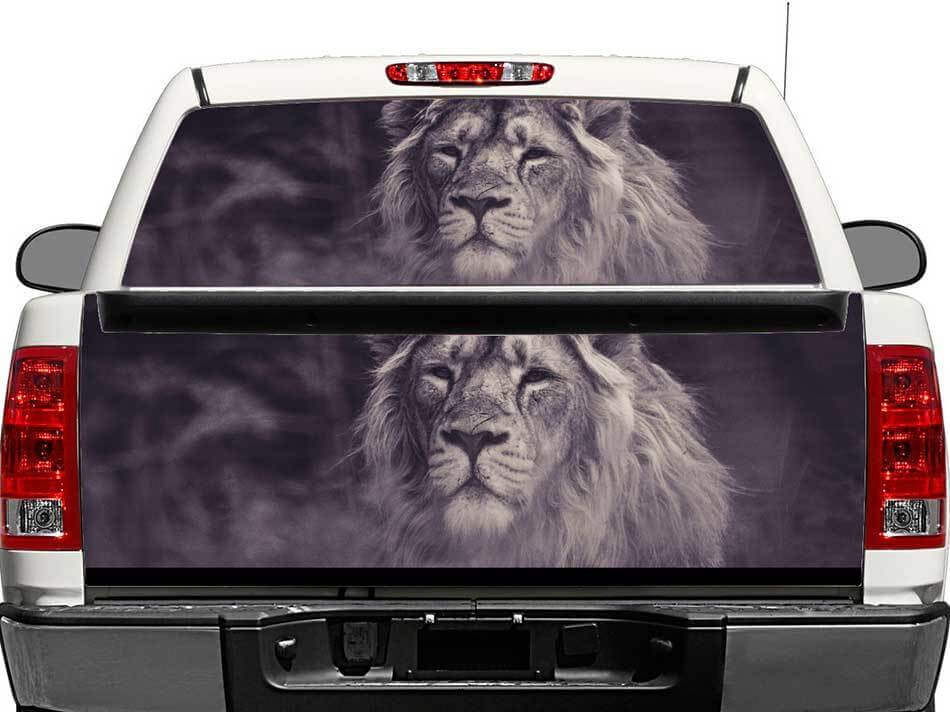 Calcomanía de vinilo para ventana trasera o portón trasero de león para camioneta SUV