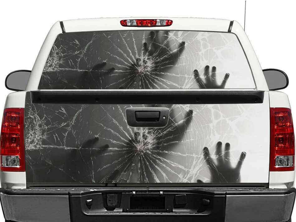 Manos Detrás de Cristal Roto Calcomanía de Vinilo para Ventana Trasera o Portón de Camioneta SUV