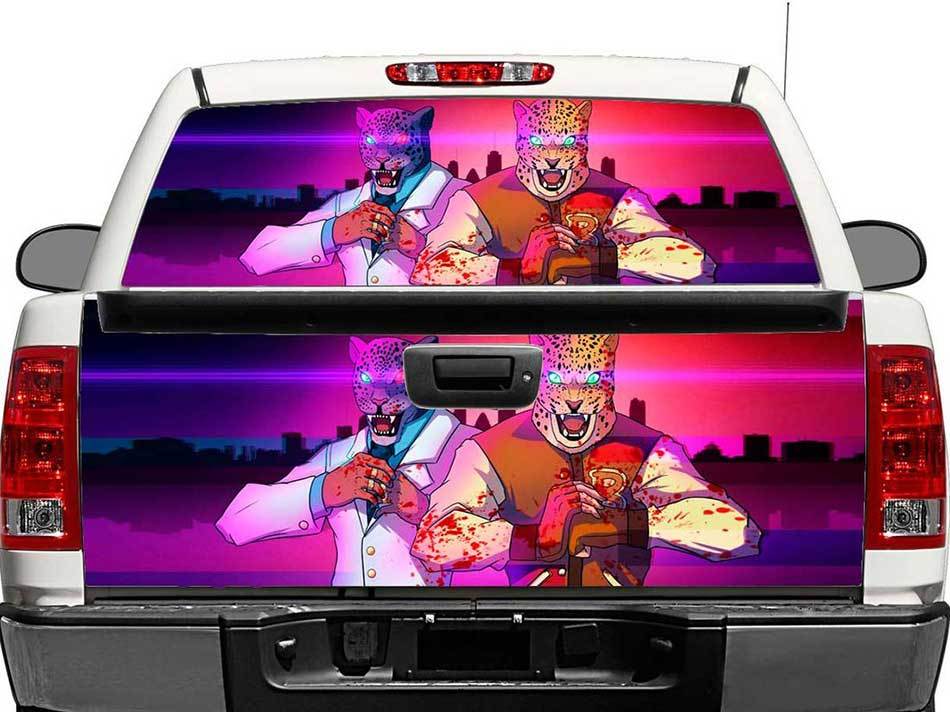 Vinilo adhesivo para ventana trasera o portón de camiones de Hotline Miami X Tekken